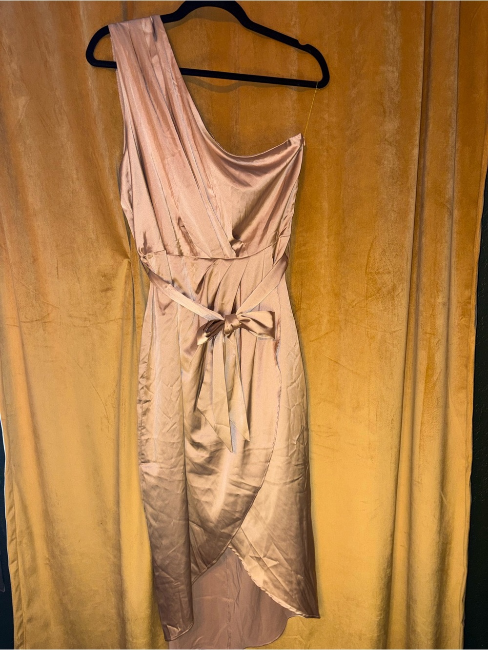 Baltic Born One-Shoulder Satin Dress in Champagne